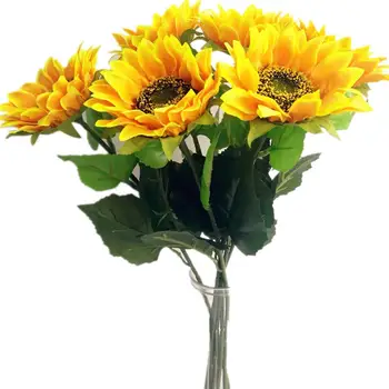 

10pcs Fake Sunflower Artificial Flowers Silk Single Sunflower for Bridal Bouquet Home Xmas Party Wedding Table Floral Decoration