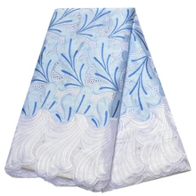 Синий/Белый дизайн Африканский шнур кружевная ткань швейцарская вуаль кружева вышитые французские сетчатые кружева ткань с камнями для свадьбы