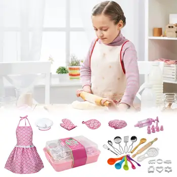 

Complete Kids Cooking Baking Toy Set Role Play Kitchen Utensils Baking Tools Cake Apron