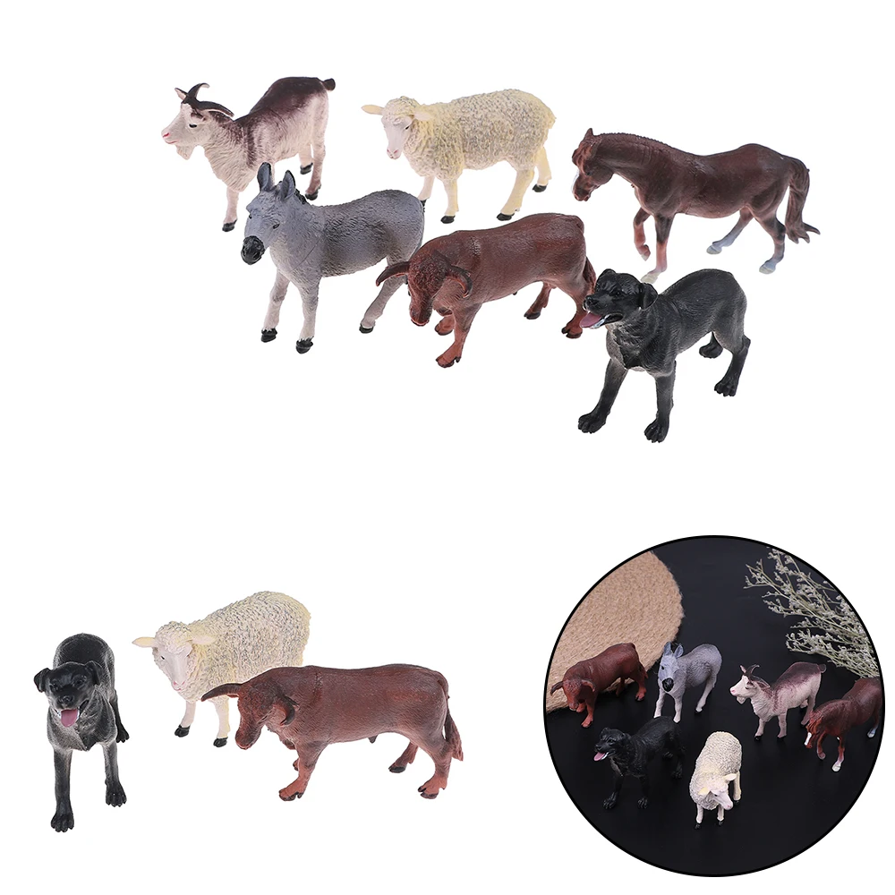 6 шт. имитация фермы знак зодиака Овен собака лошадь осел Бык корова набор пластиковые детские игрушки статические пластиковые модели