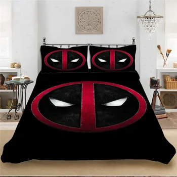 

Marvel Deadpool Superhero King-Full Size Bedding set Bedclothes Include Duvet Cover Pillowcase Print Home Textile Bed Linens