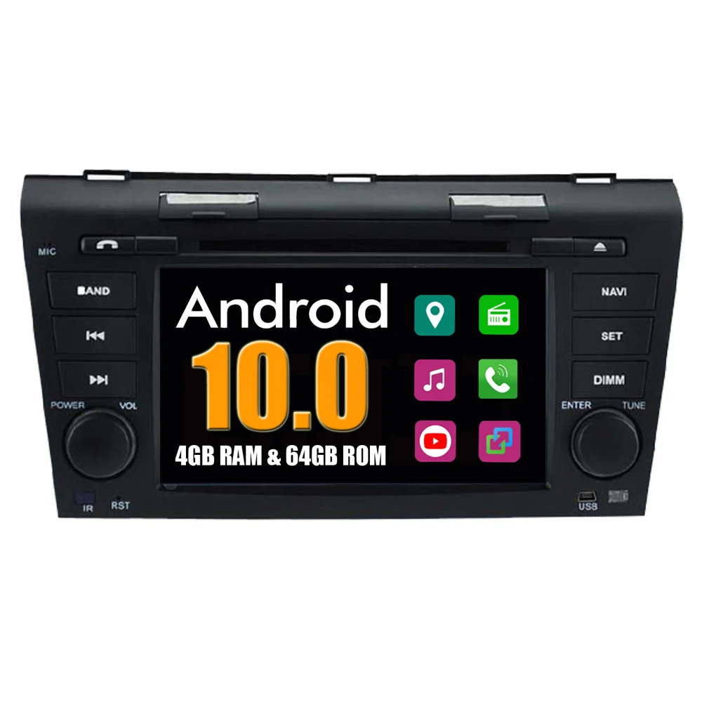 Автомобильный мультимедийный DVD-плеер RoverOne для Mazda 3 2003-2009 Android 10 Восьмиядерный