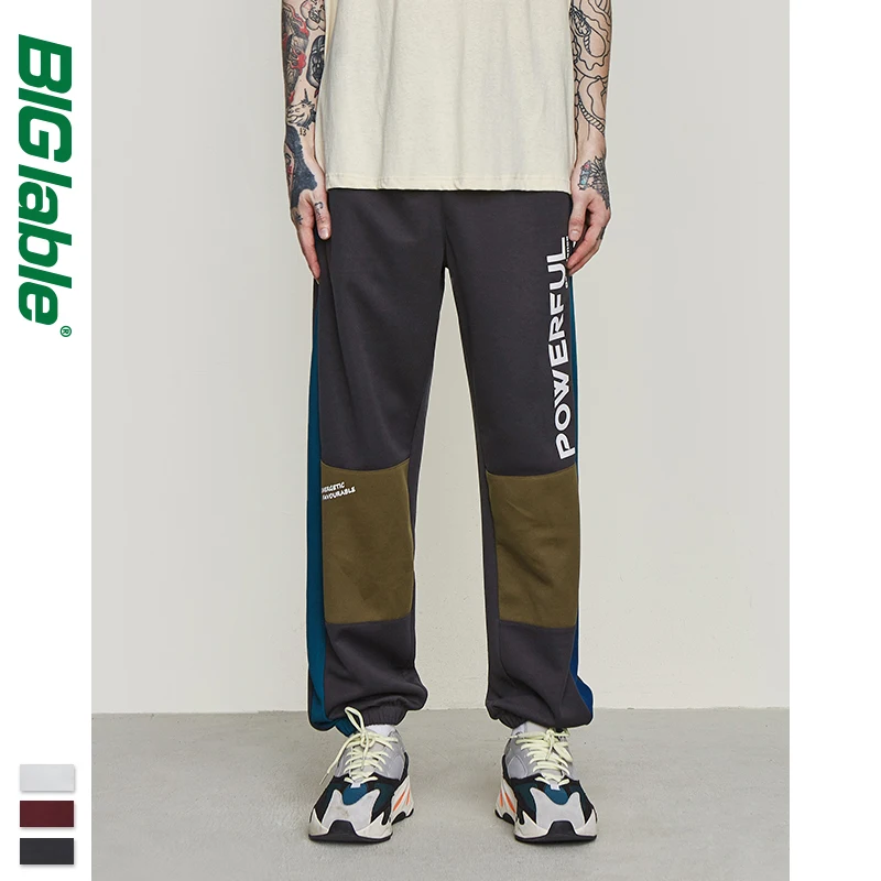 BIG LABLE 2019 Autumn Winter Hip Hop Streetwear Sweatpants Men Elastic Waist Sweatpants Loose Fit Men Sweat Jogger Pants 9359S
