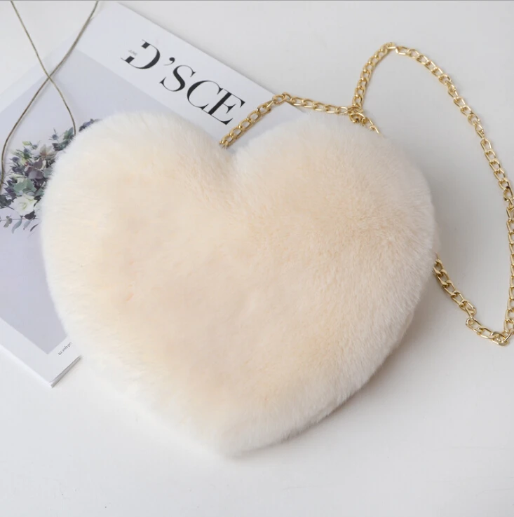 Женская модная в форме сердца сумка женская сумка-мессенджер с цепочкой плюшевая сумка через плечо любовь подарок на день Святого Валентина