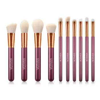 

VVHUDA 10 Pcs Pro Make Up Brush Set Premium Synthetic Cosmetic for Blush Contour Blending Eyeliner Face Powder Violet Tool Kit