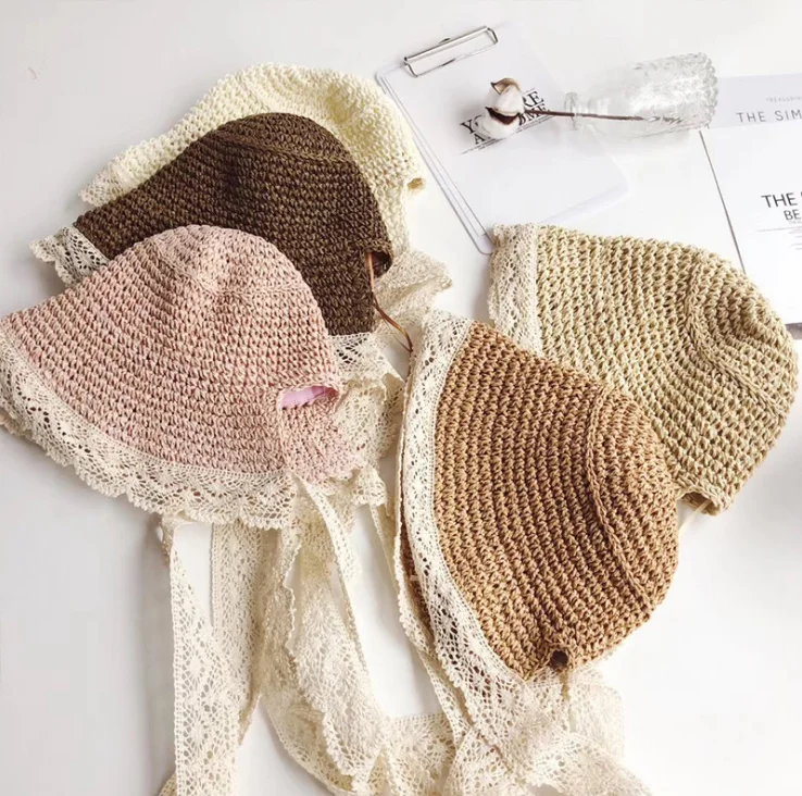 

Cute Cotton Girls Boys Summer Beach Cap Outdoor Children Floral Bucket Hat Panama cap Fisherman Cap