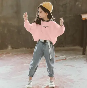 

New Autumn Girls Clothes Set Teenage Kids Clothing Children Sports Suit Hoodies & Jeans Girls Sets Casual Tracksuit 8 10 12 Year