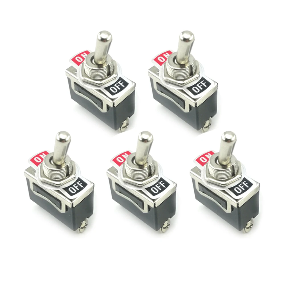 

5PCS 10A 125V 6A 250V ON/OFF Heavy Duty Toggle Flick Switch Car Dash Light Metal SPST Switch