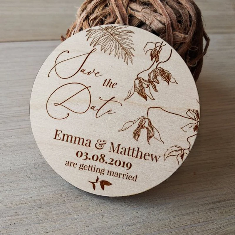 Personalized Save the Date Magnets Custom Wooden Save the Date Magnets Rustic wood slice magnetwedd - 4000118936595