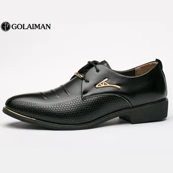 

Golaiman 2020 Fashion Men's Formal Black Shoes Dress Wedding Office Luxury Banquet Handmade Shoes for Men Lace Plus Size