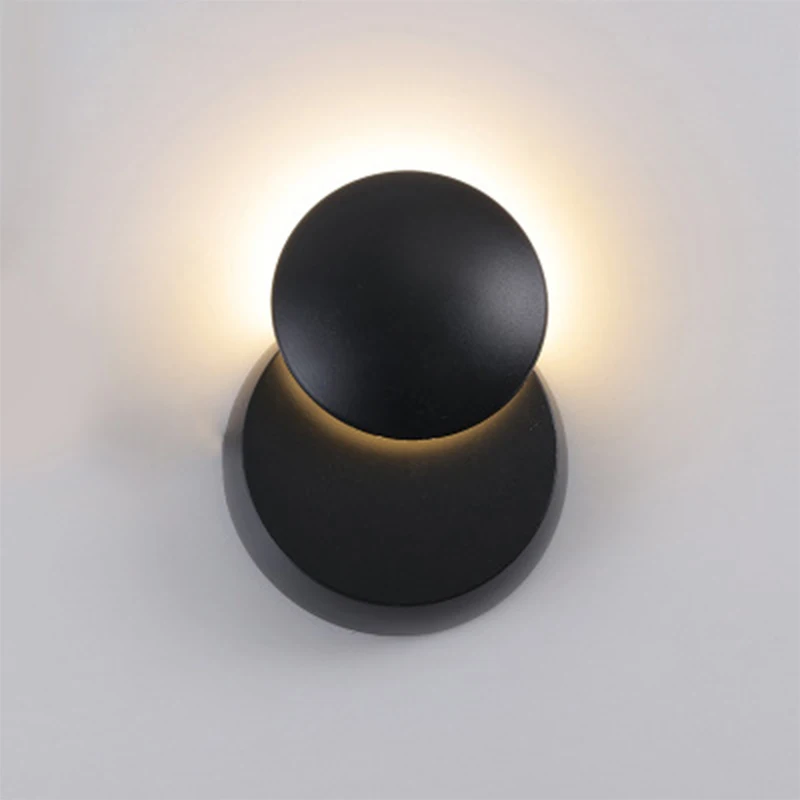 Креативный светодиодный настенный светильник, вращающийся на 360 градусов, регулируемый прикроватный светильник для спальни, настенный светильник, Ночной светильник, современный проходной круглый настенный светильник