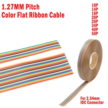 

1Meter 10P/12P/14P/16P/20P/26P/34P/40P/50P 1.27mm PITCH Color Flat Ribbon Cable Rainbow DuPont Wire for FC Dupont Connector
