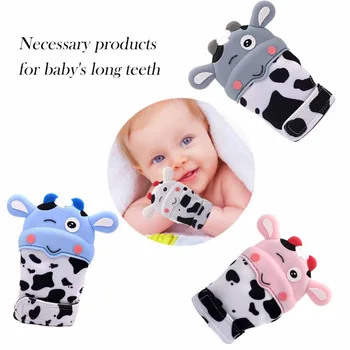 

Kids Teething Mitten Cartoon Silicone Pain Relief Self-Soothing Teething Glove For Baby, Unisex For 3-12 Months