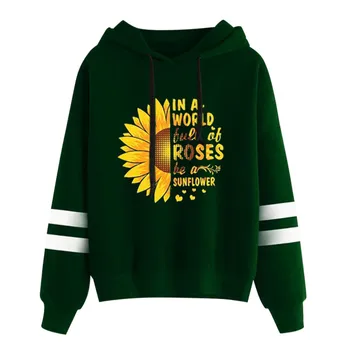 

Coat women's sweatshirt худи hoodies толстовки sports Leisure Sun Flower Print Long Sleeve Hoodie Hooded Pullover Tops Blous h4