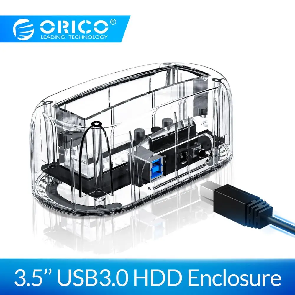 ORICO 3,5 прозрачный корпус для жесткого диска USB 3,0 5 Гбит/с к SATA3.0 HDD док-станция UASP 8 ТБ диски для ноутбуков настольных ПК