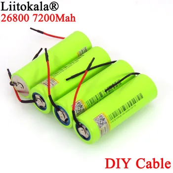 

6PCS Liitokala 3.7V 26800 7200mAh Rechargeable battery power 5C 35A discharge Welding Silica gel Cable DIY batteries