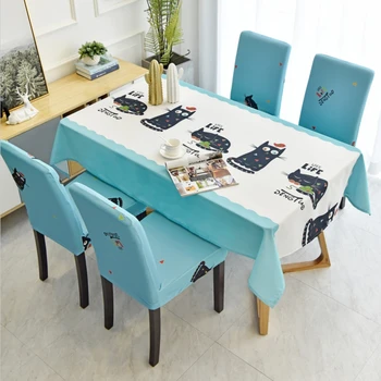 

Cute cat Tablecloth Living Room Dining Table Decorative Tablecloth Waterproof Oil Resistant Tablecloth