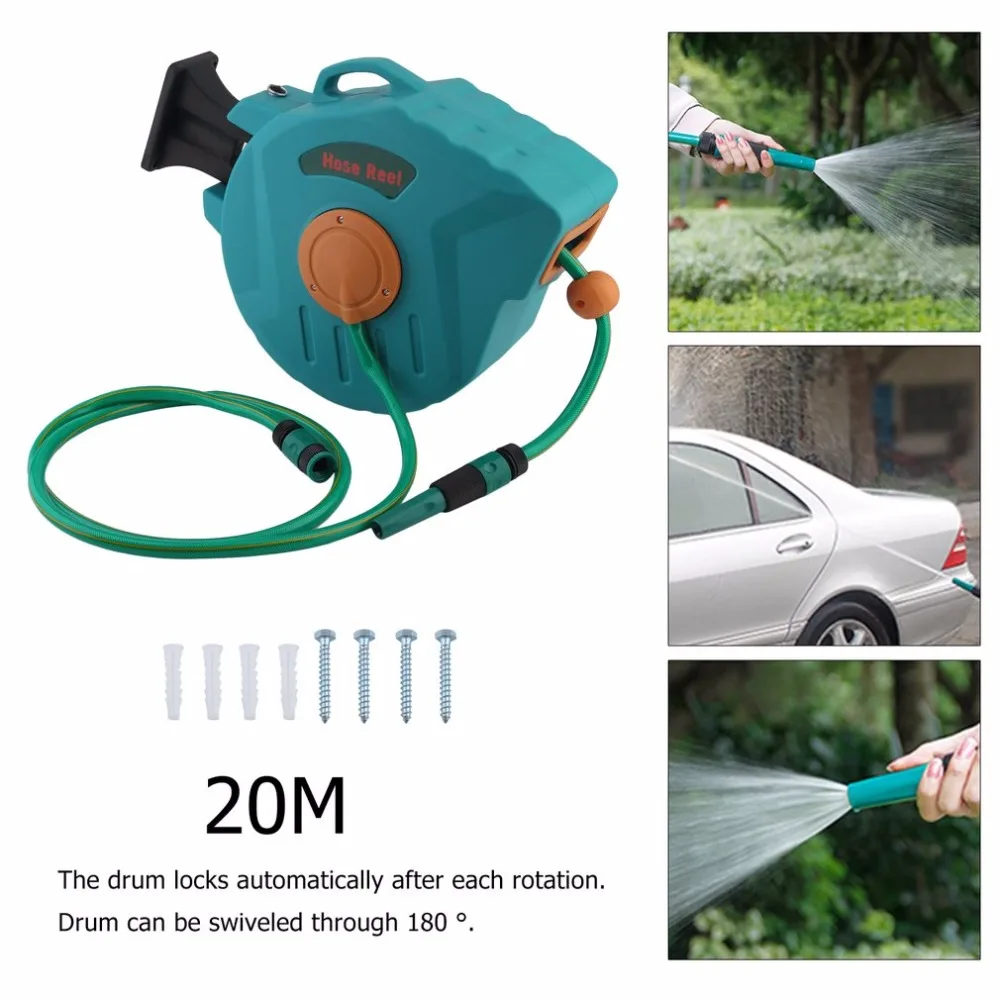 

20M Automatic Air Water Hose Auto Retractable Washing Cleaning Rolling Machine Garden Supplier Flexible Tube Drum Reel