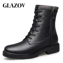 GLAZOV зимние/весенние мужские зимние ботинки теплые плюшевые мужские ботинки размера плюс 36-48 зимняя повседневная кожаная обувь с острым носком мужские ботинки «Челси»