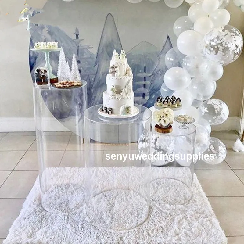 Круглый прозрачный акриловый Plinth дисплей на заказ Lucite Stand senyu1414|Украшения своими