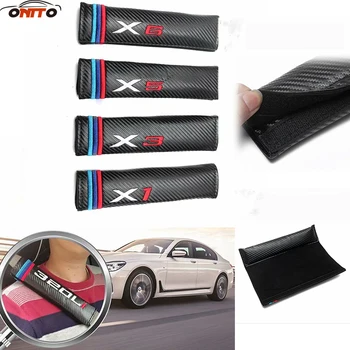 

Carbon fiber auto belts 2pcs Car Seat Safety Belt Cover Belts Padding Covers for bmw X1 X3 X5 X6 car styling