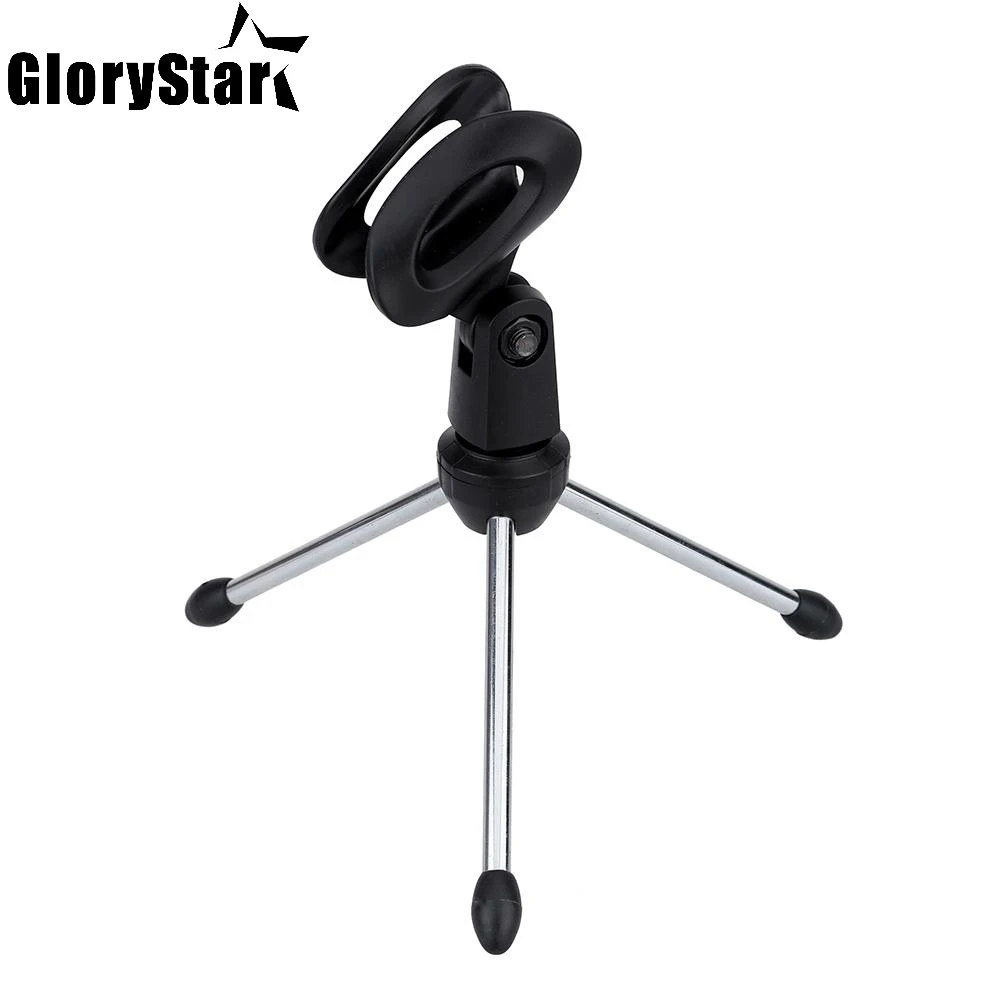 Black Color Detachable Foldable Portable Angle Adjustable Tripod Table Desktop Mic Microphone Stand Holder Bracket