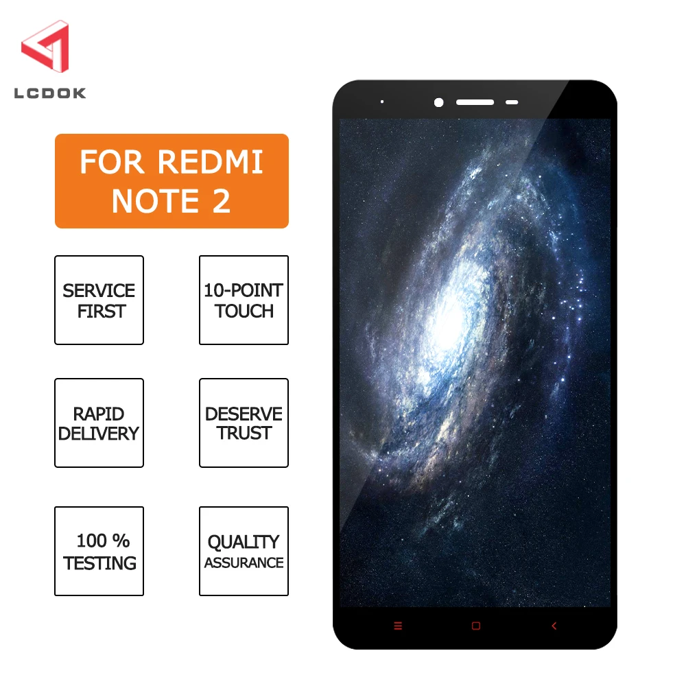 100% протестированный ЖК-дисплей для Xiaomi Redmi Note 2 кодирующий преобразователь