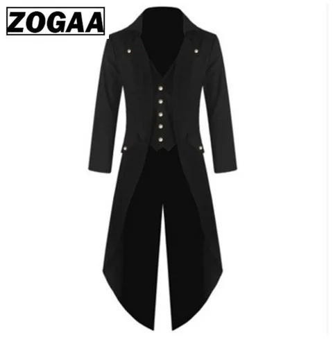 

Mens Gothic Tailcoat Jacket Steampunk Trench Cosplay Costume Victorian Coat Black Long Coat Men's Tuxedo Suit Halloween Party
