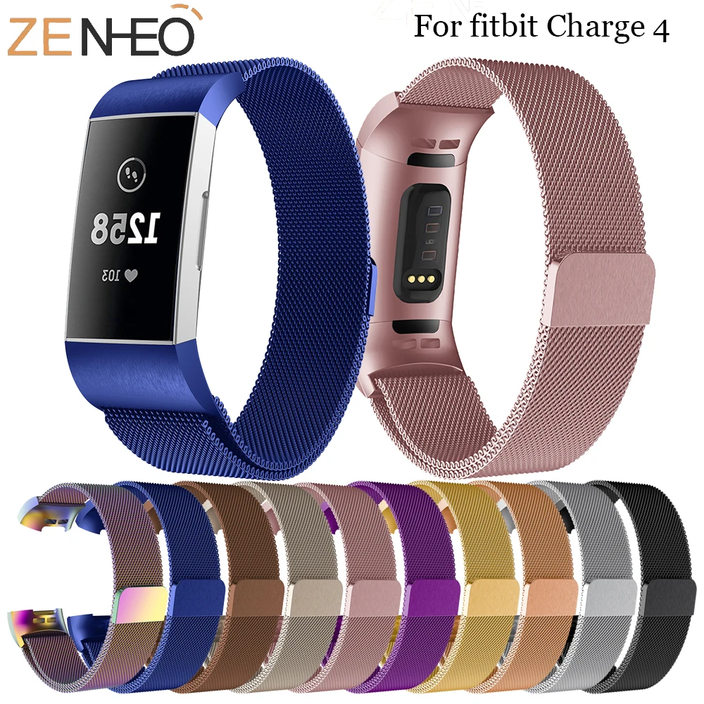 

Stainless Steel Magnetic Milanese Loop Band for Fitbit Charge 4 Replacement Smart Wristband Strap for Fitbit Charge 3 Watchband