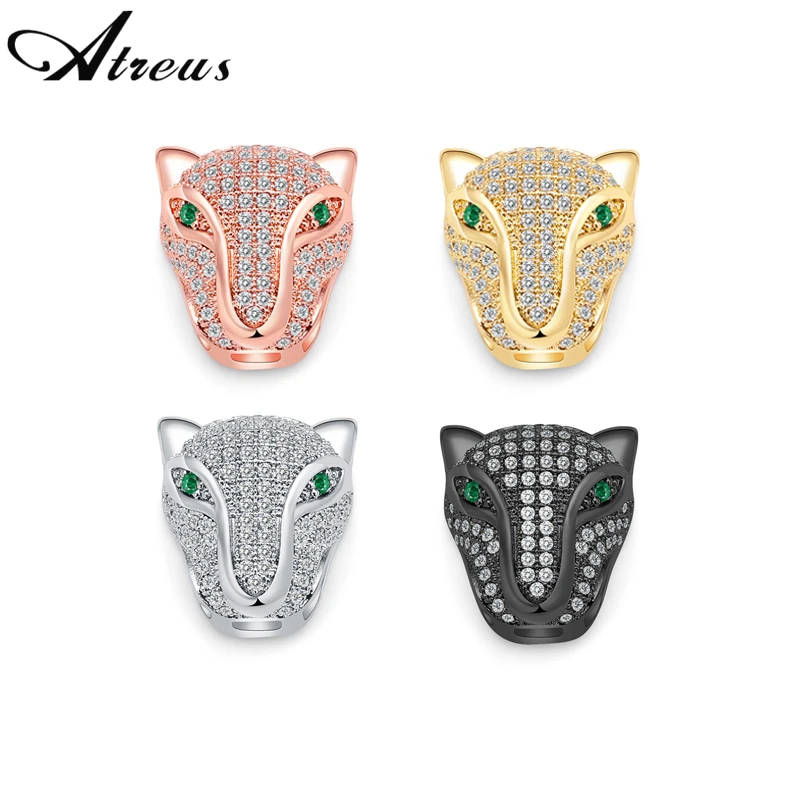Leopard Head AAA Zircon Beads Panther Animal Copper Spacer Charms For Jewelry Making DIY Bracelet Necklace Factory Price | Украшения и