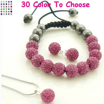 

tugh35st 10mm fNOS Crystal crystal Set Disco Ball Bracelet Earring Necklace wedding jewelry