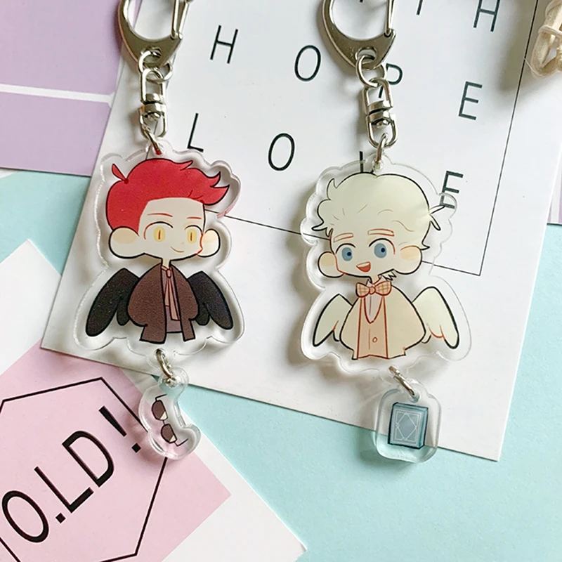 

Movie Good Omens Michael Sheen Angel Devil Acrylic Keychain Keyring Limited Wallet phone mobile key belt gift limited cosplay
