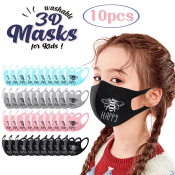 

10PCS 3D Kids Masks For Boys Girls Cartoon Bee Printed Breathable Mouth Mask Mascarillas Washable Reusable Face Mask Masque F810
