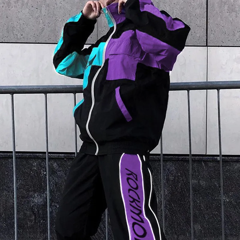 remarkable  Darlingaga Streetwear Loose Turtleneck Jacket Women Casual Patchwokr Zipper Coat Sporty Contract Co