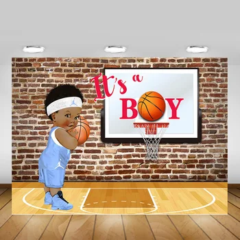 

Basketball Theme Baby Shower Background Photocall Sport Field It's a Boy 1st Birthday Backdrop Brick Wall Newborn Photography