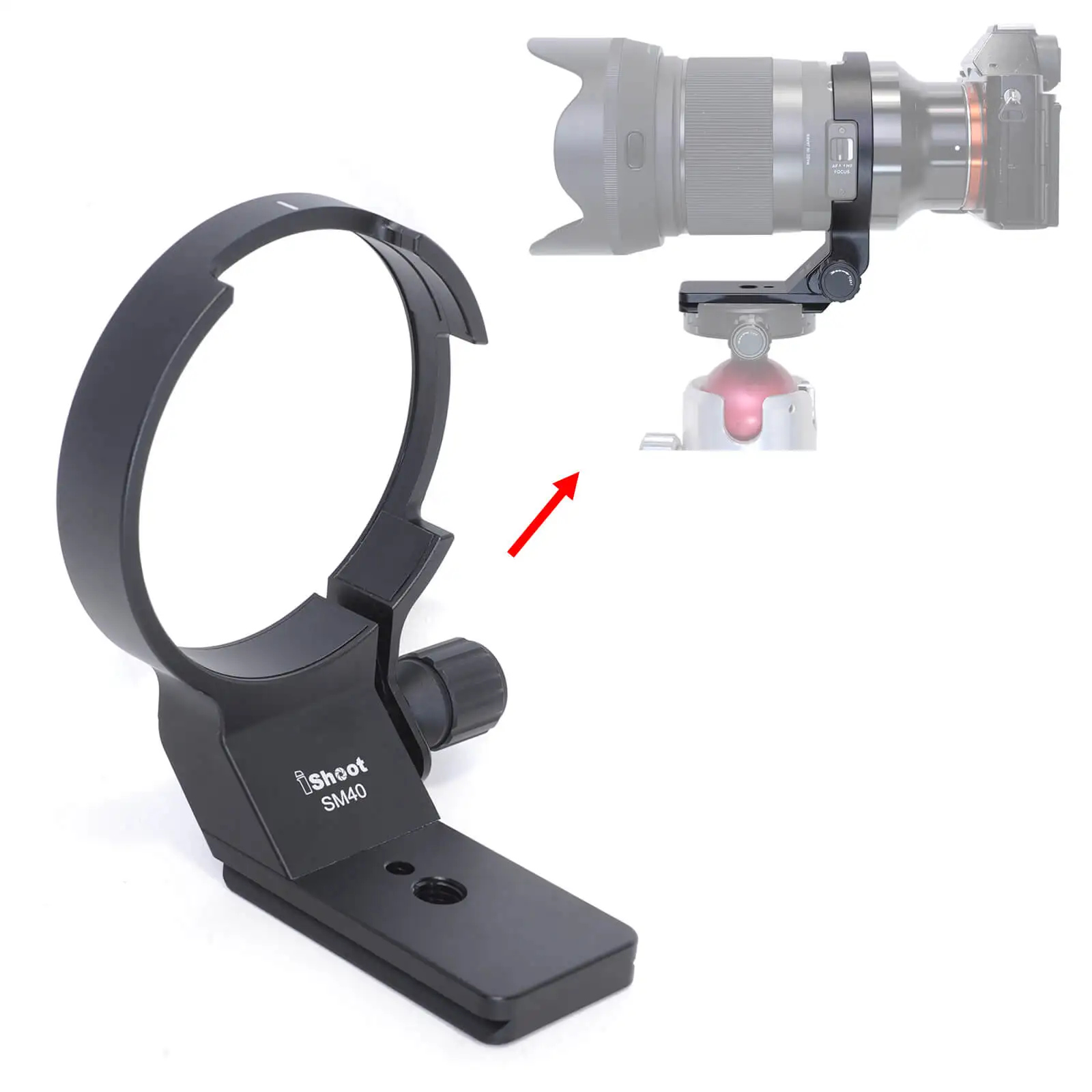 Built-in Arca-Swiss Type Quick Release Plate 82mm Metal Lens Collar Bracket Compatible with Sigma 40mm f//1.4 DG HSM Art Lens Compatible with Canon, Nikon, Sony FE Mount iShoot Tripod Mount Ring