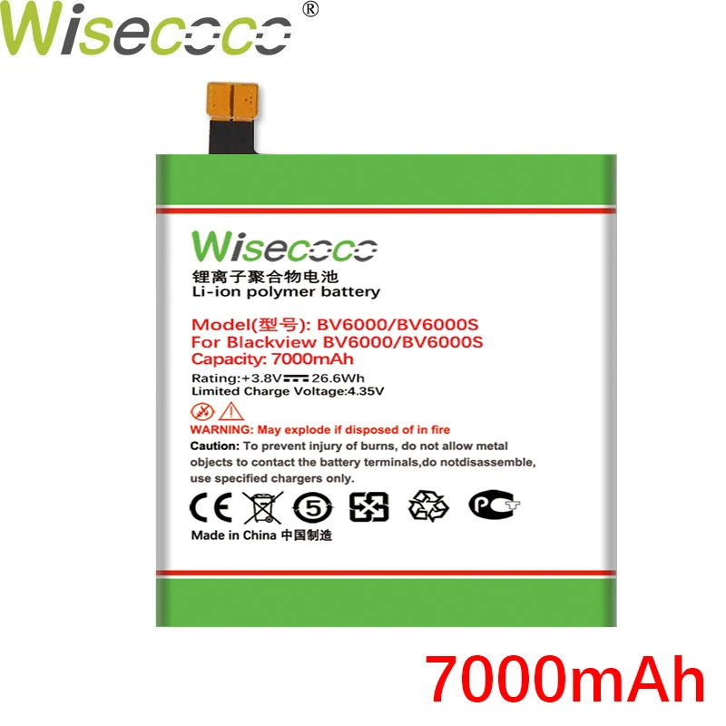 Wisecoco BV6000 2 шт. новый мощный аккумулятор 7000 мАч для Blackview BV6000S сменный + номер