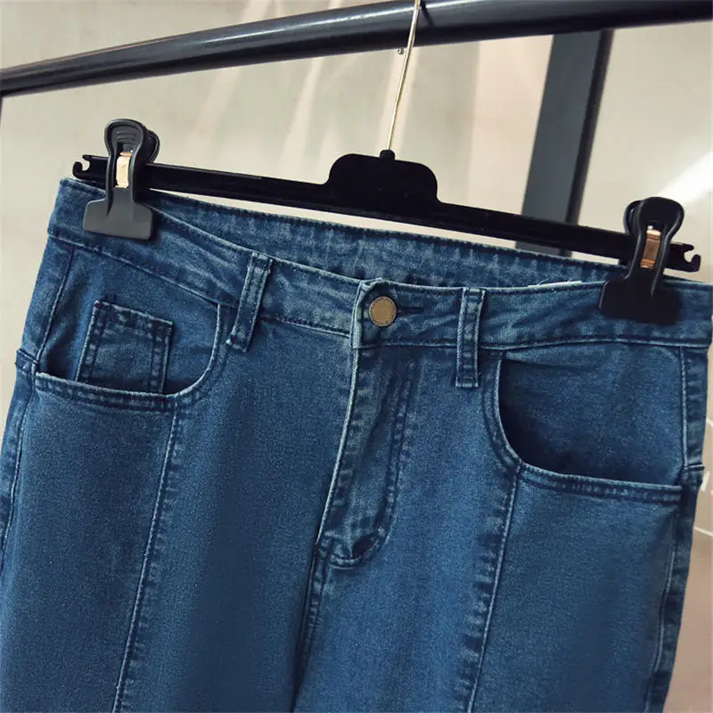 5XL винтажные джинсы женские повседневные Стрейчевые джинсы с высокой талией женские узкие брюки уличная свободные джинсы больших размеров для мам Q1799