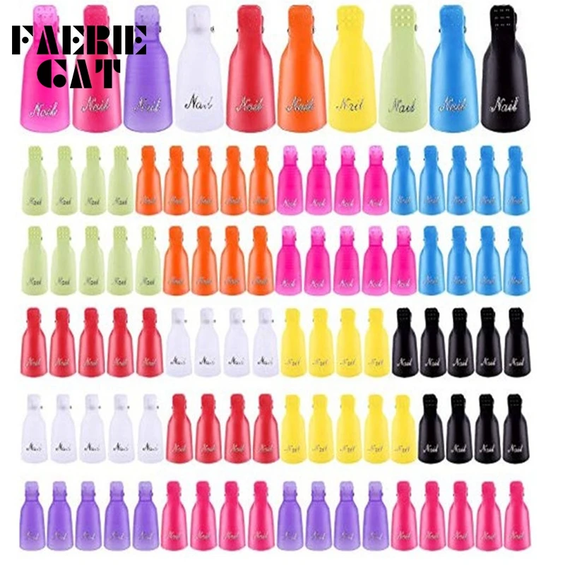 

10PCS Gel Lak Remover Wraps Plastic Nail Polish Remover Clip Nail Art Soak Off Cap Nail Degreaser Cleaner Tips For Fingers Tools