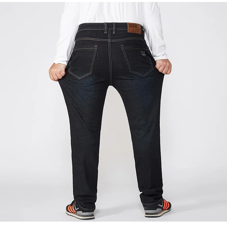 Большие размеры, мужские классические весенне-осенние Стрейчевые черные джинсовые брюки, черные джинсы, мешковатые штаны, свободные дизайнерские мужские Джинсы 44