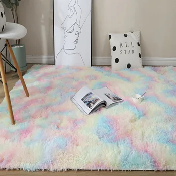 

Soft Fluffy Modern Area Rug Rainbow Carpet Rugs Mats Floor Plush Sofas Seat Pad Cushions for Living Room Bedroom Kid Decor