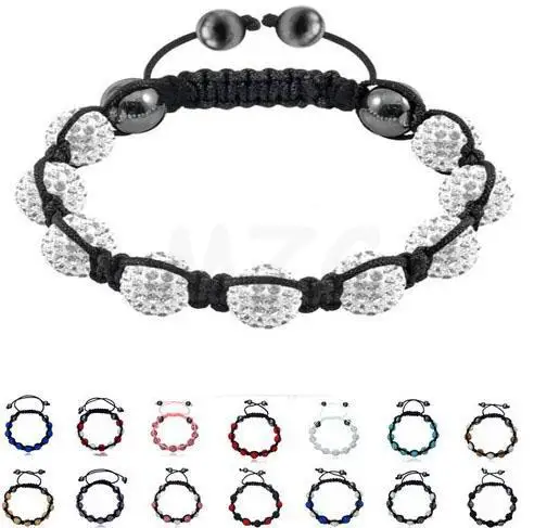 

hdr3ing Best 14 Pcs/lot 10mm 11 Micro Pave Disco Ball Beads crystal bracelet Lot SQW fasion mix bracelets for men