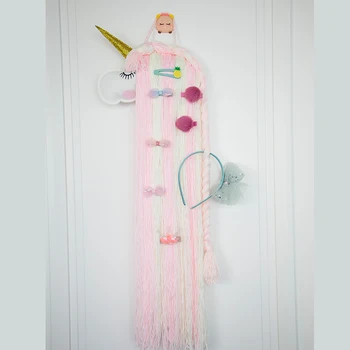 

Handmade Unicorn Ornaments Hair Clips Barrette Hairband Wall Hanging Toy Hair Accessories Organizer Holder Kids Room Decoration