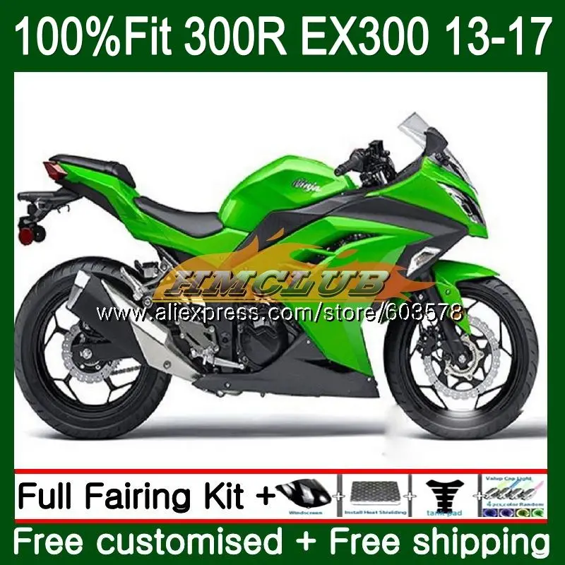 Инъекции для KAWASAKI NINJA ZX3R ZX 300R 13, 14, 15, 16 лет зеленый 25CL. 34 EX300 ZX-3R ZX300R 2013 обтекатель