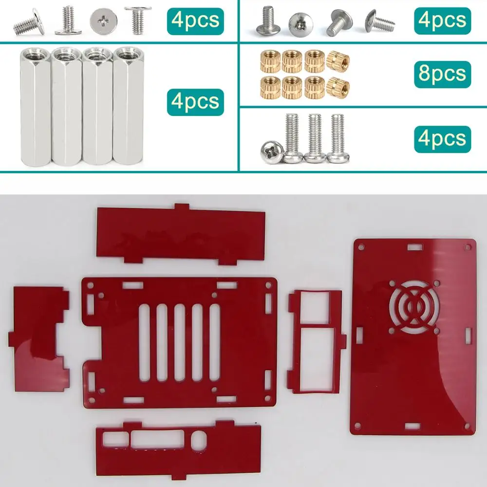 Корпус C4: прозрачный красный Raspberry PI 4 корпус коробка PI4 Модель B 1 ГБ/2 ГБ/4 ГБ