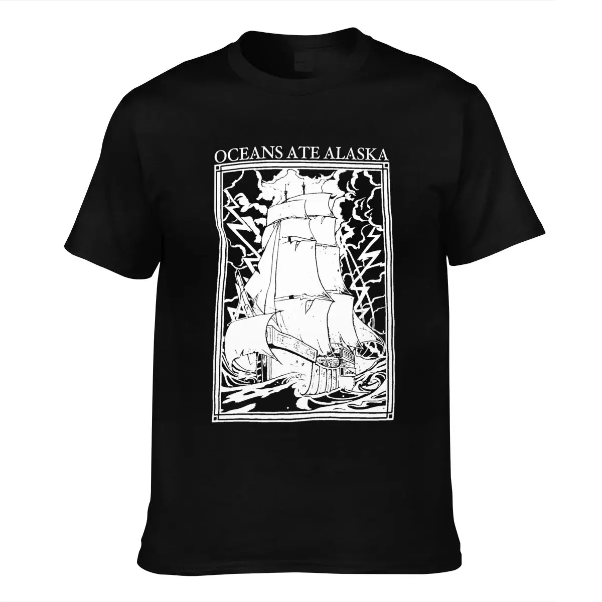 

New Oceans Ate Alaska Ship Black T-Shirt Rock Band Music Tee T Shirt Short Sleeve Tops Harajuku Funny Men Tee Shirts
