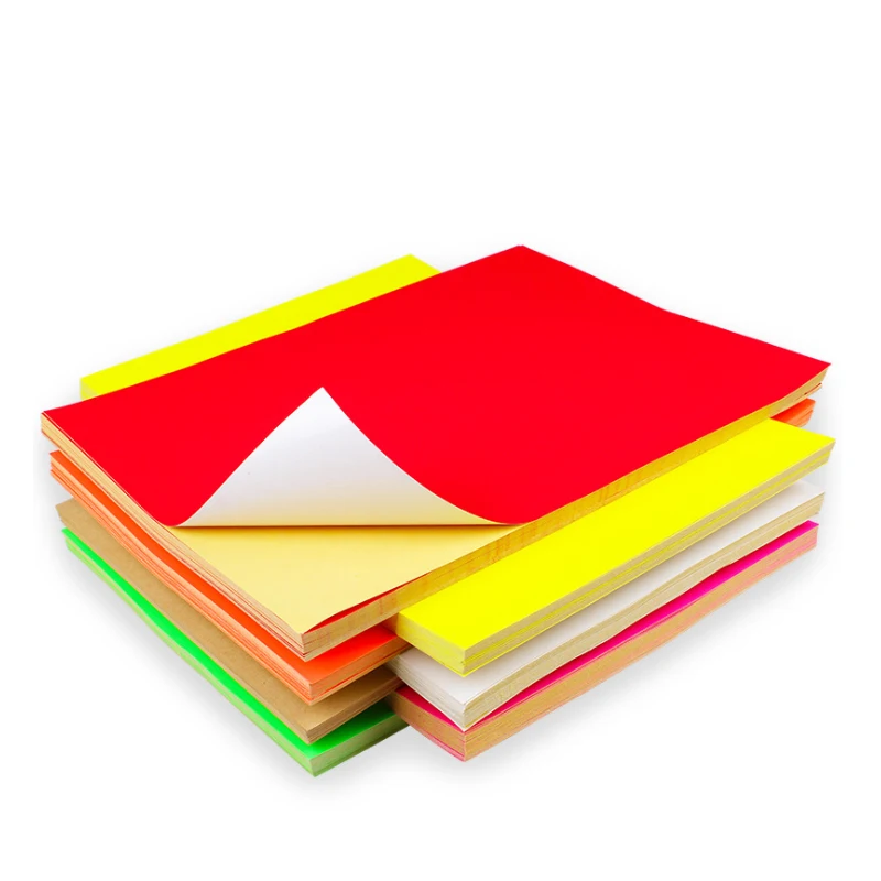 100 листов/лот красочные А4 Размер чистые липкие стикеры Самоклеющиеся этикетки бумага для лазерных струйных принтеров упаковка этикеток