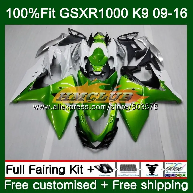 Инъекции для SUZUKI GSXR 1000 09, 10, 11, 12, 13, 14, 15, 16 лет 13CL. 0 K9 GSXR1000 2009 2010 2011 2012 14 обтекатель глянцевый зеленый - Цвет: No. 1