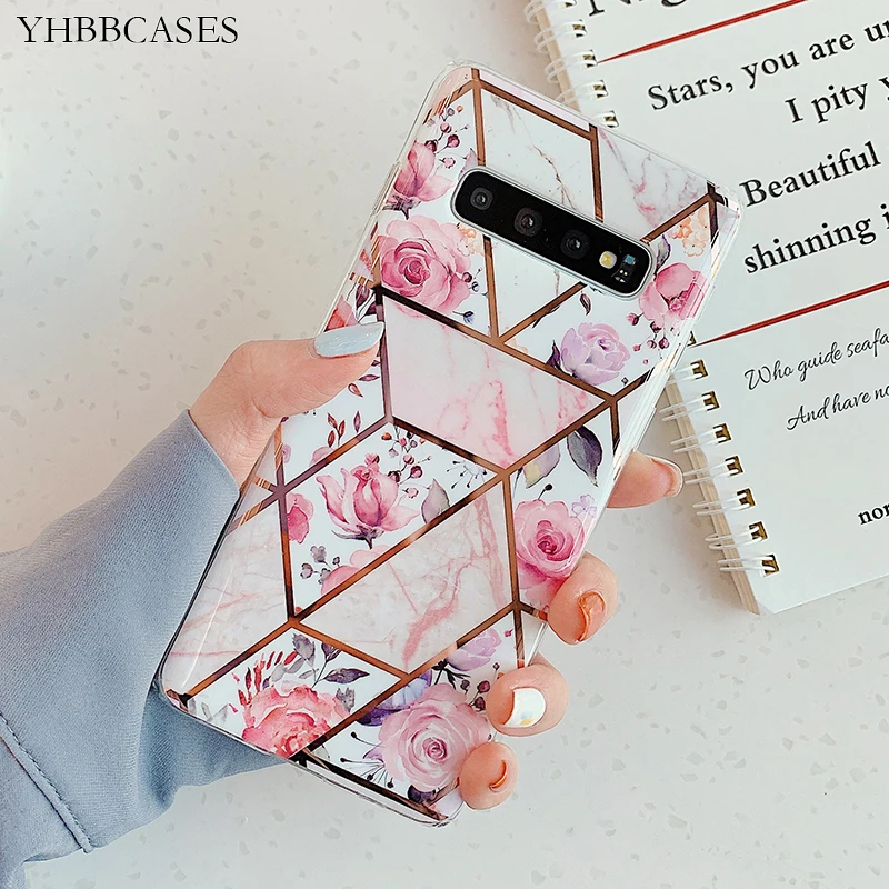 YHBBCASES мягкие чехлы для Samsung Note 10 8 9 Galaxy S10 S9 S8 Plus с геометрическим узором и цветами