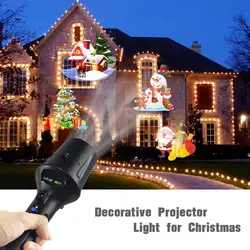 Рождественские мини разноцветные лампы светодиод с регулируемым фокусом фонарик-проектор Ручной петля движущийся узор фонарик-проектор